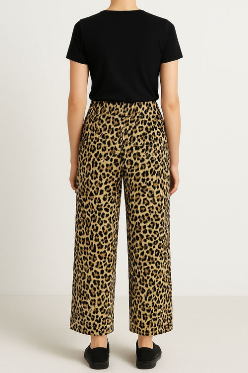 Pantaloni damă cu imprimeu leopard – croială lejeră